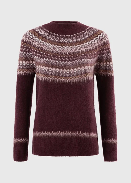 Plum Fairisle Funnel Neck Jumper - XS Image 5