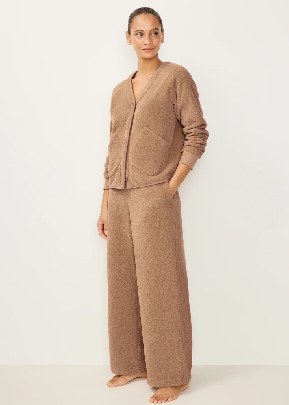 Brown Cosy Wide Leg Loungewear Bottoms - XS Image 1