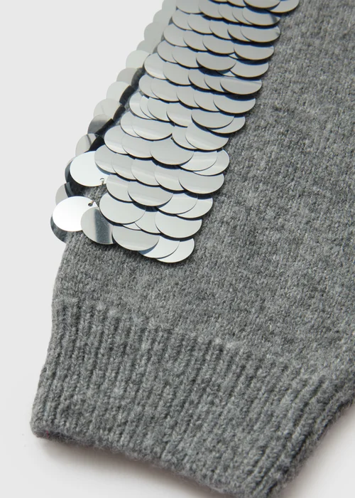 Girls Grey Sequin Sleeve Jumper (7-15yrs) - 7 Yrs Image 2