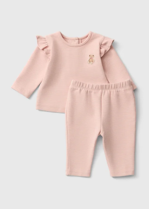 Baby Pink Bear Top & Bottoms Set (Newborn-23 Mnths) - Up to 1 Month Image 1