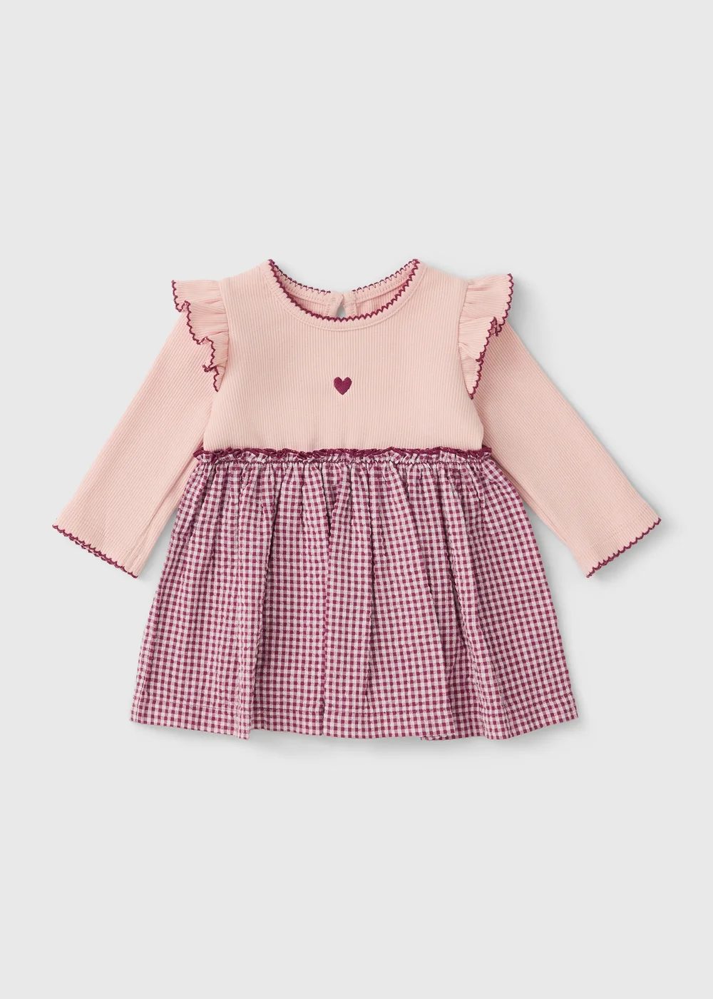Girls Pink Gingham Dress (0-23mths) - Up to 1 Month Image 1