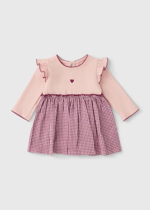 Girls Pink Gingham Dress (0-23mths) - Up to 1 Month Image 1