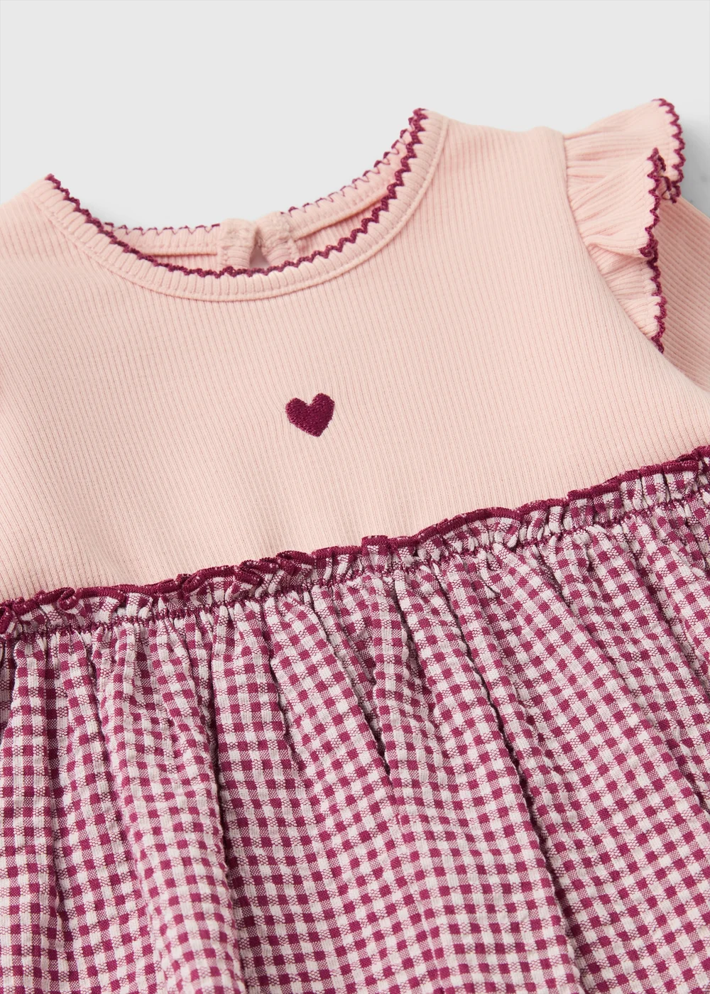 Girls Pink Gingham Dress (0-23mths) - Up to 1 Month Image 2
