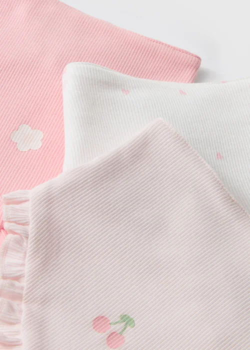 3 Pack Baby Pink Bandana Bibs - One Size Image 2