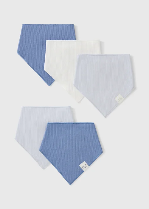 5 Pack Baby Blue Bandana Bibs - One Size Image 1