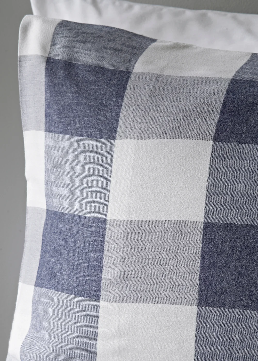 Blue Woven Check Duvet Set - Double Image 2