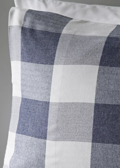 Blue Woven Check Duvet Set - Double Image 2