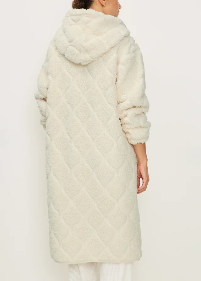 Cream Heart Zip Through Hooded Dressing Gown