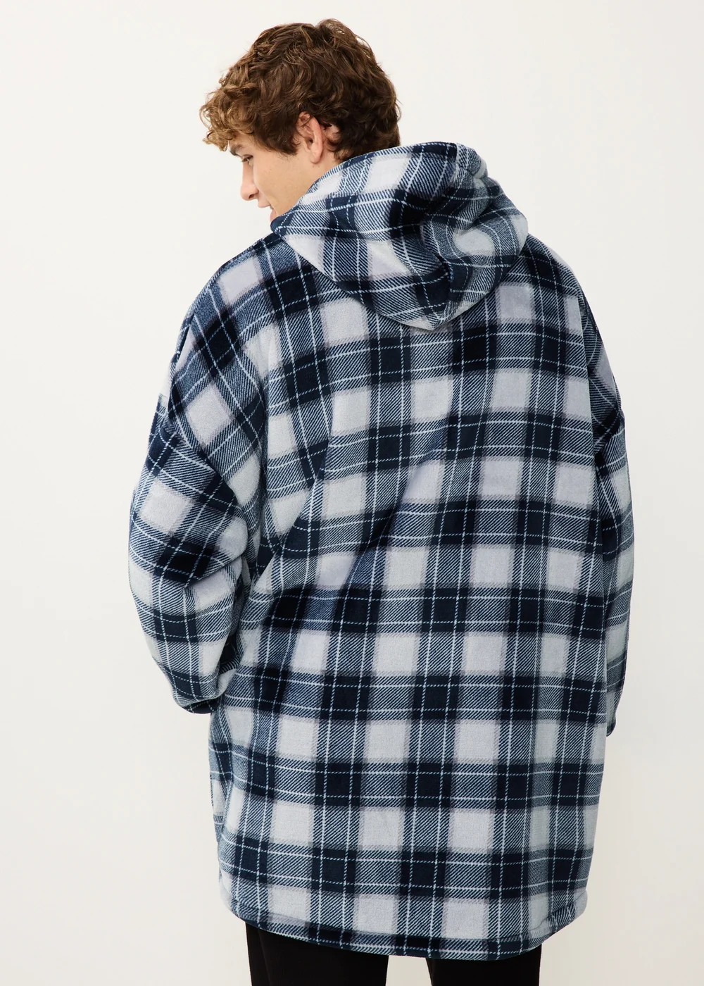 Blue Check Hooded Zip Snoodie - XS Image 2