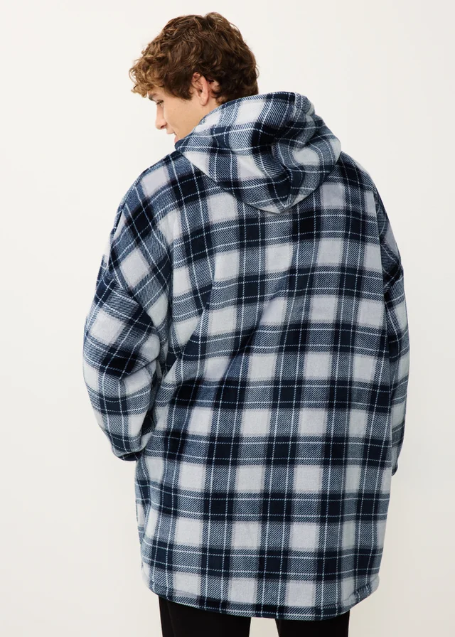 Blue Check Hooded Zip Snoodie
