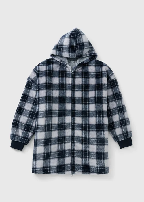 Blue Check Hooded Zip Snoodie - XS Image 4
