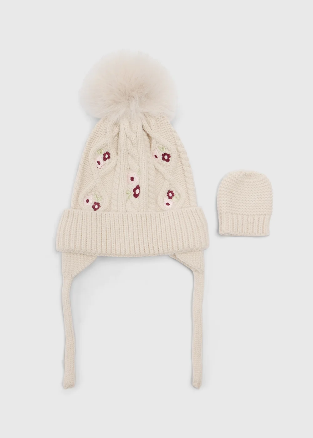 2 Piece Baby Oatmeal Hat & Mittens Set (0-24mths) - 0-3 months Image 1