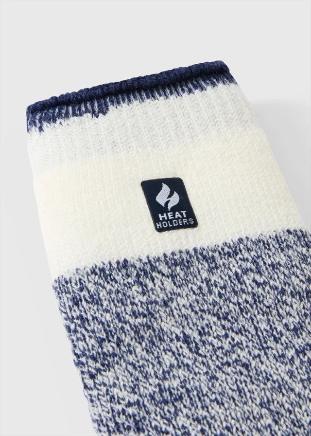Souluxe Blue & Cream Heat Holders Socks