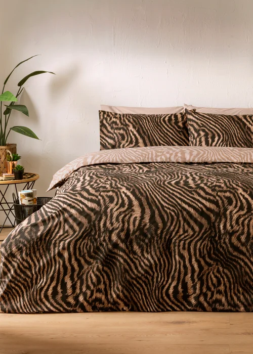 Brown Zebra Print Duvet Set - Double Image 1