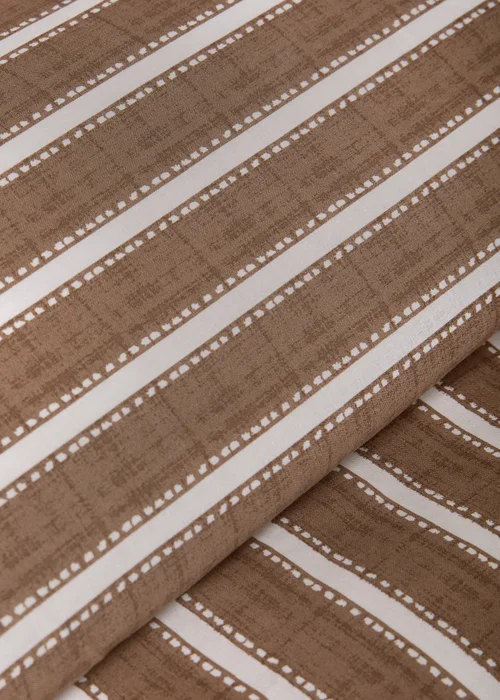 Brown & Cream Stripe Ruffle Duvet Set - Double Image 3