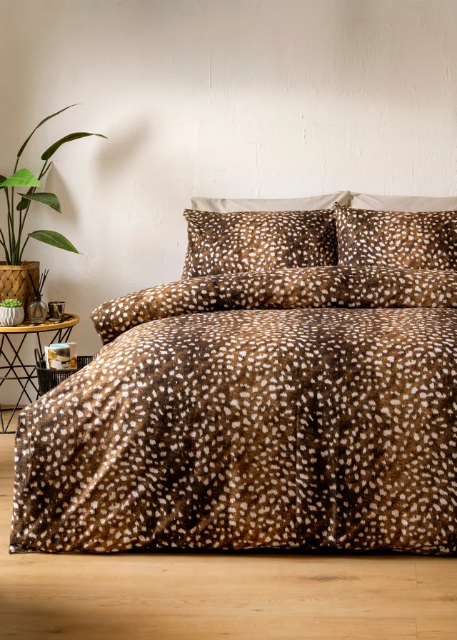Brown Deer Print Duvet Set
