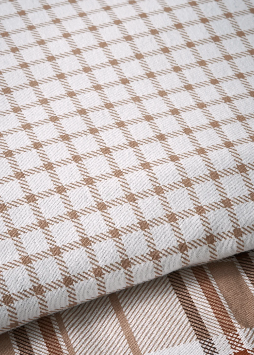 Brown Check Brushed Cotton Duvet Set - Double Image 3