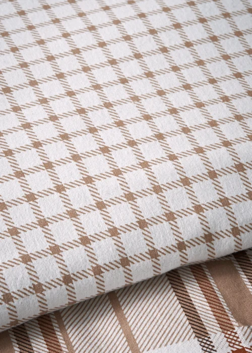Brown Check Brushed Cotton Duvet Set - Double Image 3