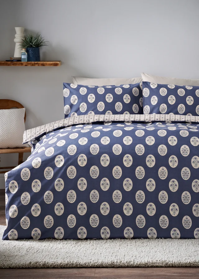 Blue Botanical Floral Bedding Set