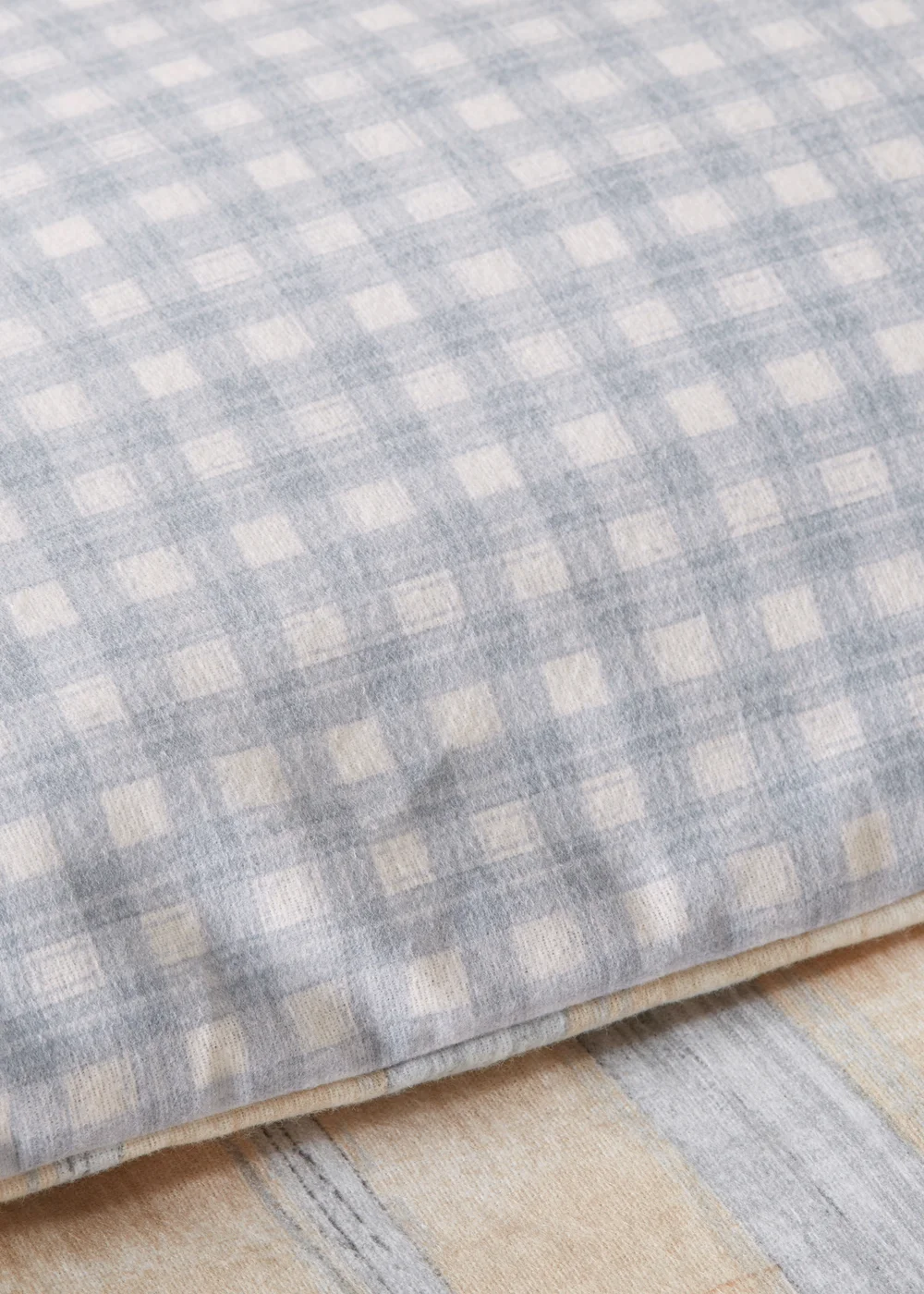 Blue Brushed Cotton Checked Duvet Set - Double Image 3