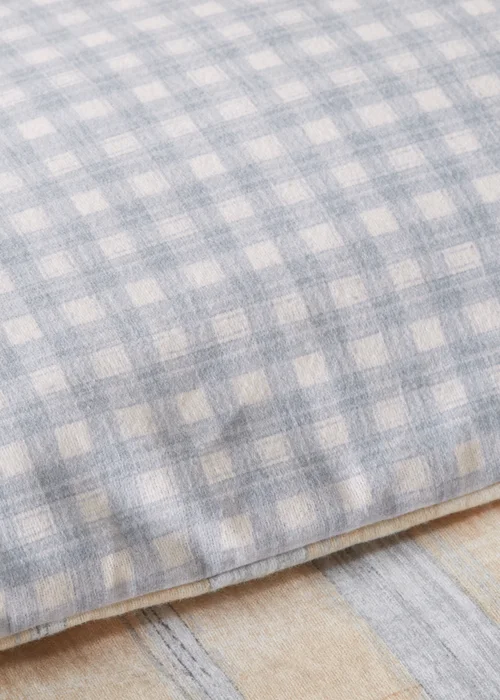 Blue Brushed Cotton Checked Duvet Set - Double Image 3