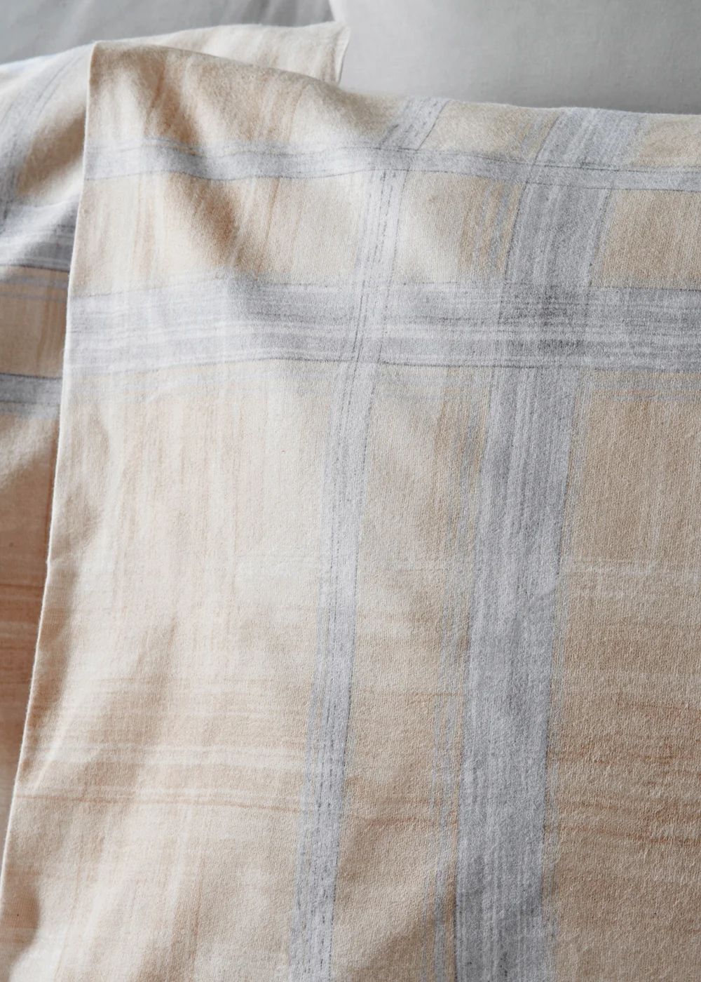 Blue Brushed Cotton Checked Duvet Set - Double Image 4