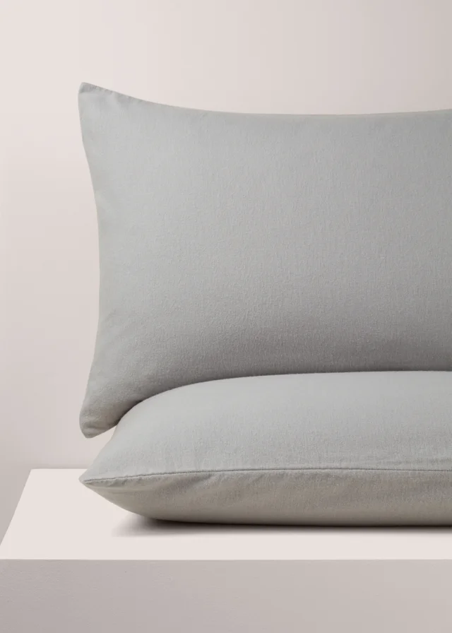 Grey Brushed Cotton Housewife Pillowcases