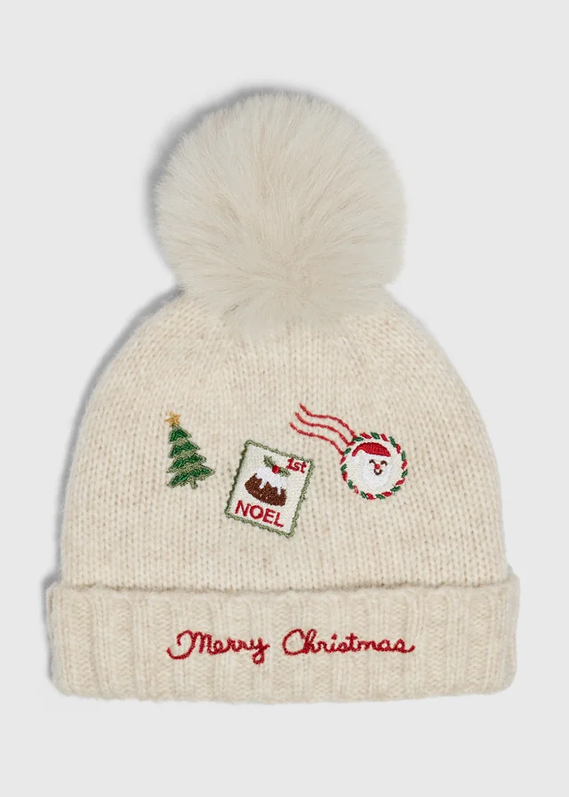 Baby Oatmeal Christmas Beanie (0-24mths)