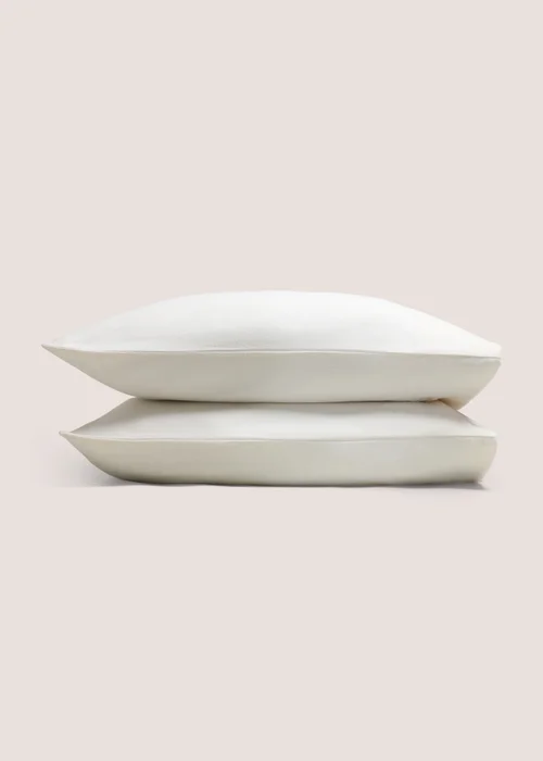 2 Pack Cream Brushed Cotton Housewife Pillowcases - One Size Image 1
