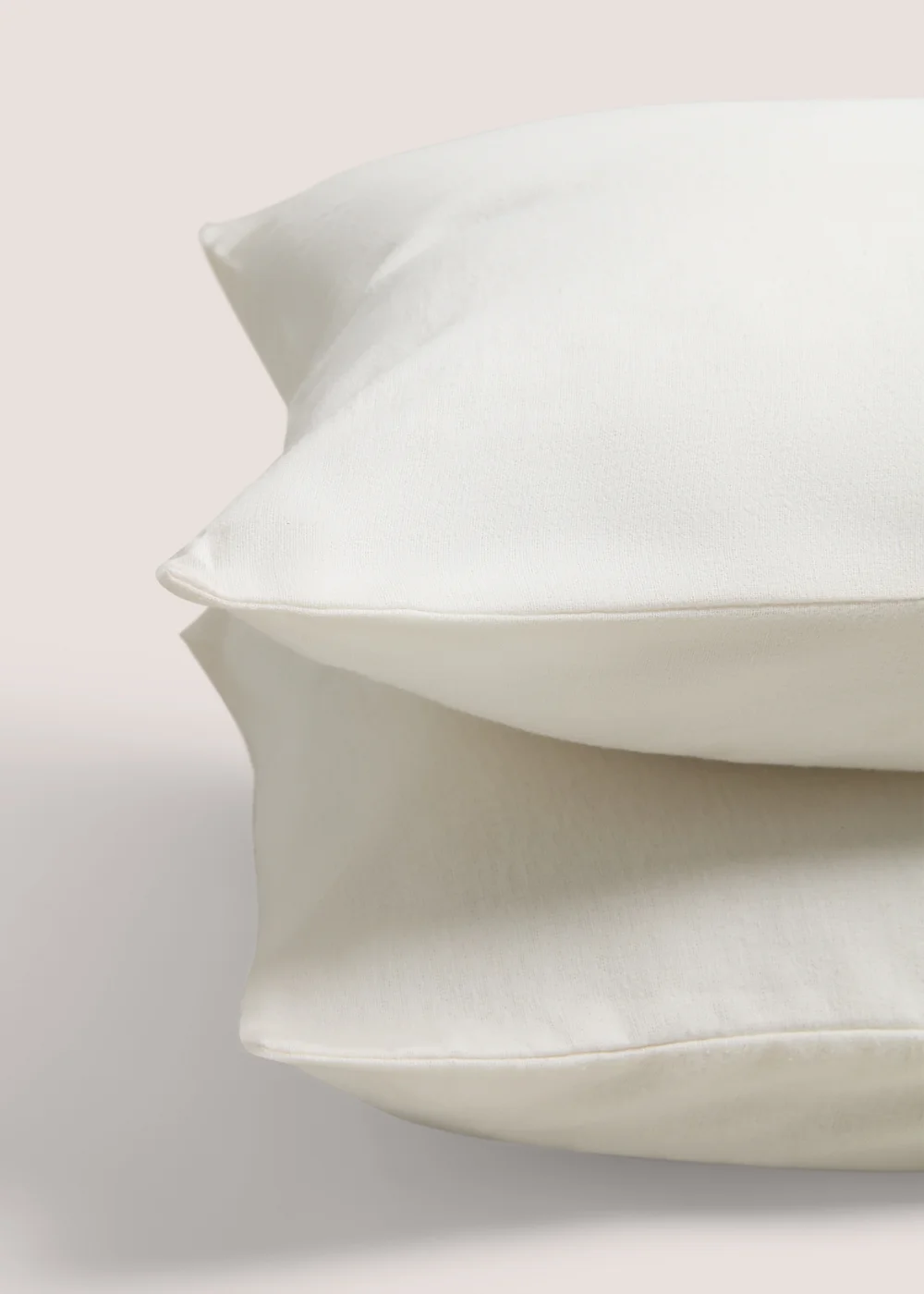 2 Pack Cream Brushed Cotton Housewife Pillowcases - One Size Image 2