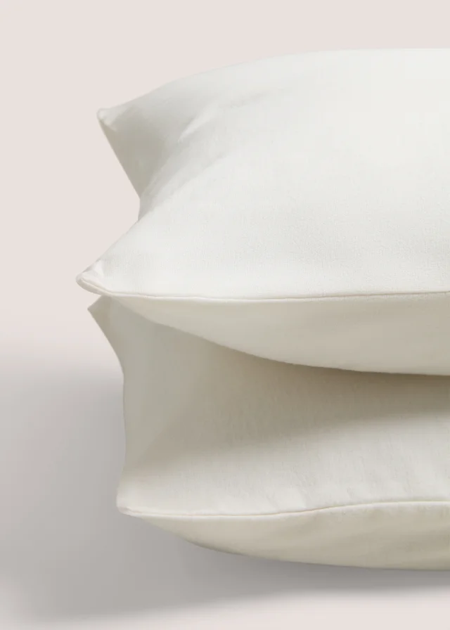 2 Pack Cream Brushed Cotton Housewife Pillowcases