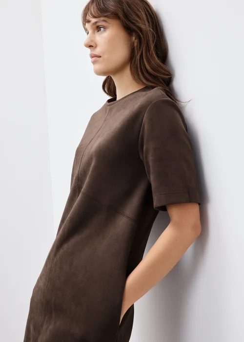 Chocolate Suedette Mini Shift Dress - 8 Image 2