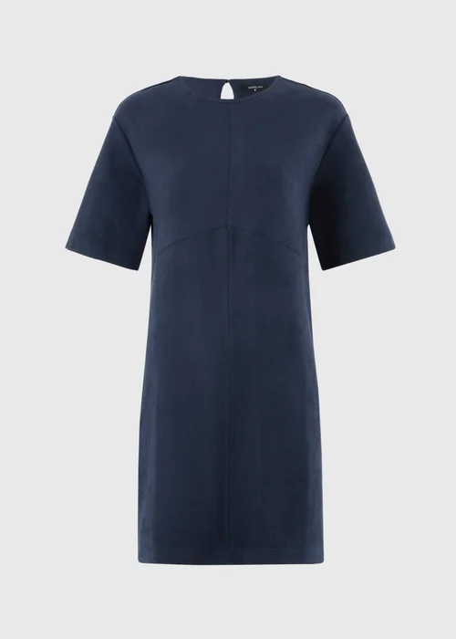 Navy Suedette Mini Shift Dress - 8 Image 3