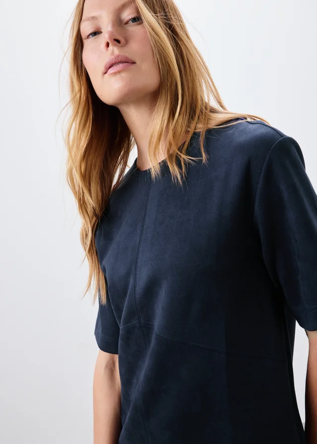 Navy Suedette Mini Shift Dress