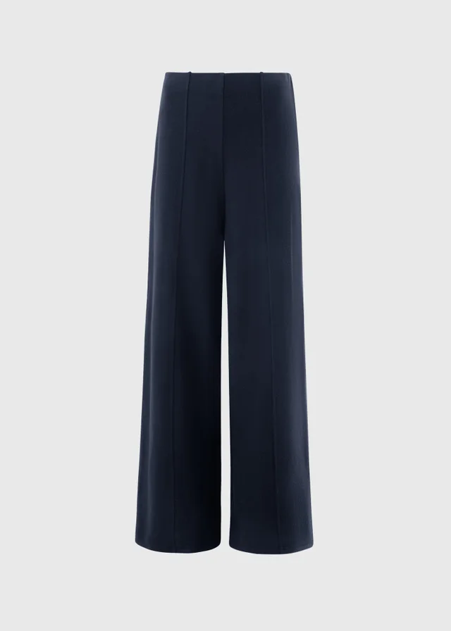 Navy Soft Touch Wide Leg Co Ord Trousers