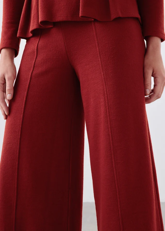 Burgundy Soft Touch Wide Leg Co Ord Trousers