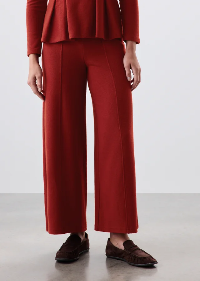Burgundy Soft Touch Wide Leg Co Ord Trousers