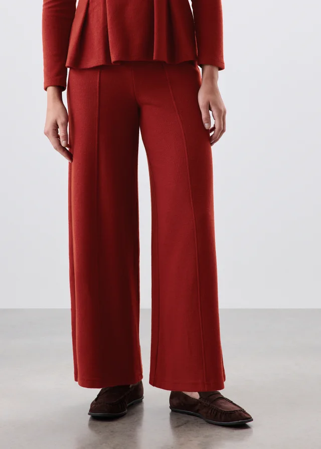 Burnt Red Soft Touch Wide Leg Co Ord Trousers