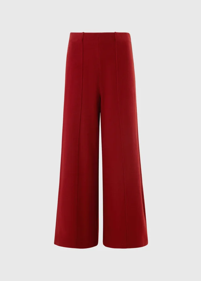Burgundy Soft Touch Wide Leg Co Ord Trousers