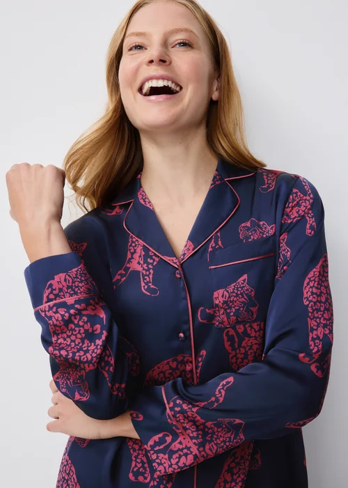 Navy & Red Animal Print Pyjama Set - 8 Image 3