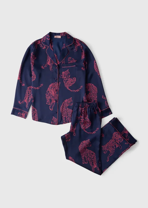 Navy & Red Animal Print Pyjama Set - 8 Image 4