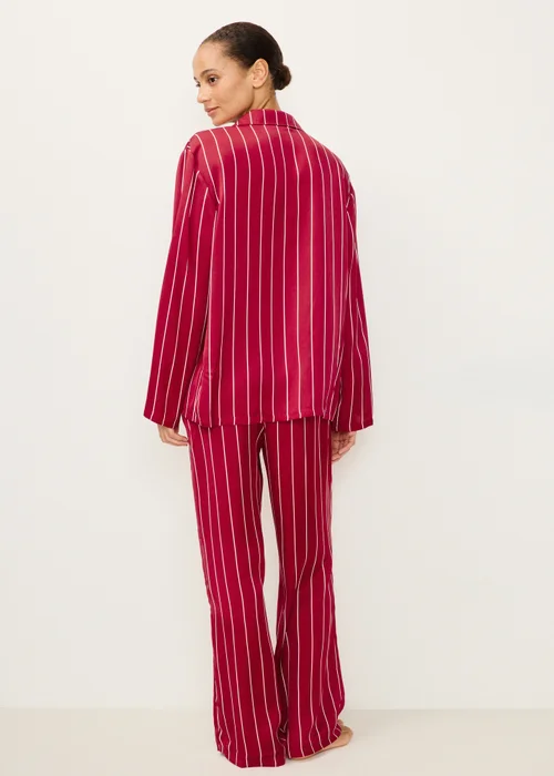Red Satin Stripe Button Through Pyjamas - 8 Image 2