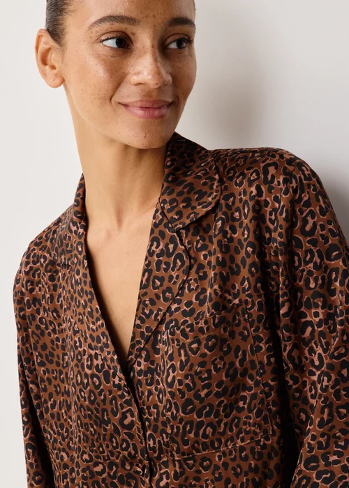 Brown Leopard Satin Pyjama Set - 8 Image 2