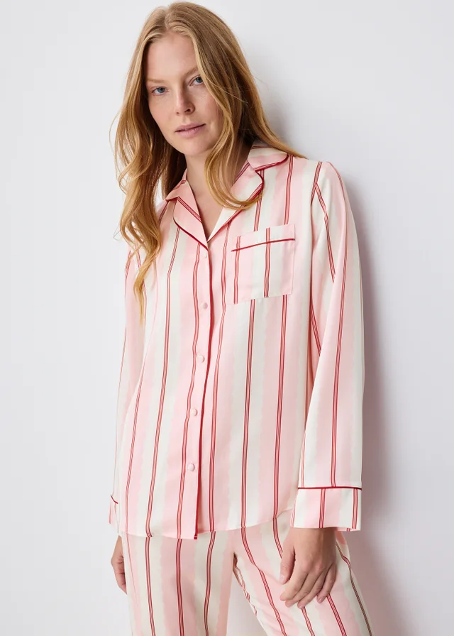 Pink Satin Striped Pyjamas