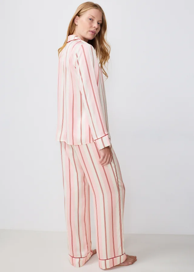 Pink Satin Striped Pyjamas