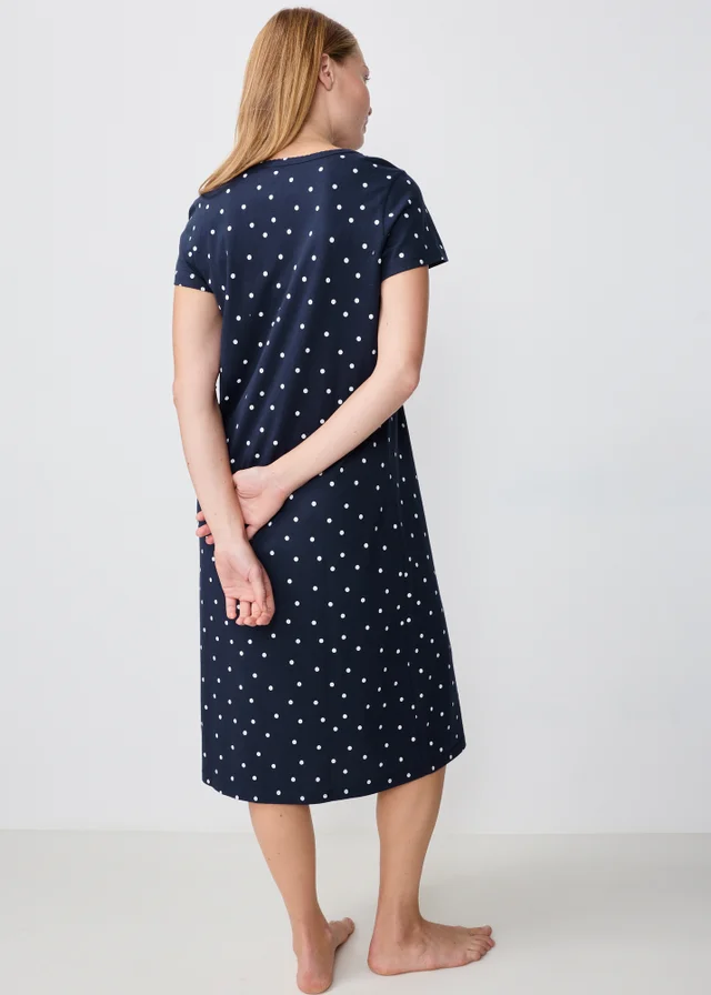 Navy Spot Long Line Nightie