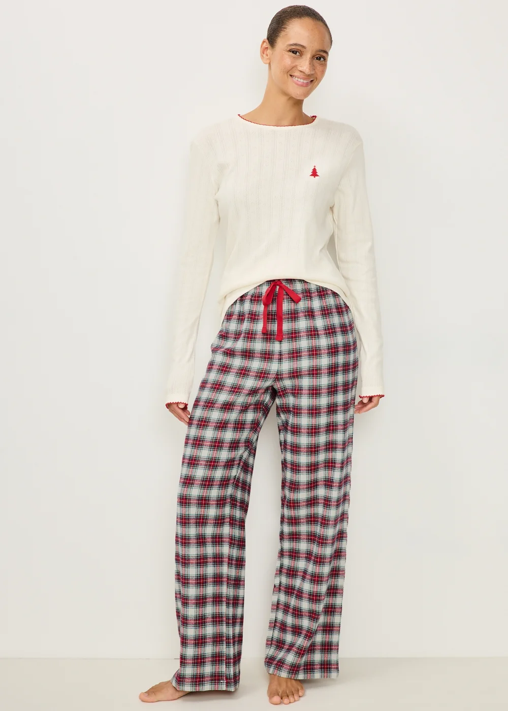 Cream Check Family Christmas Pyjamas - XL Image 1