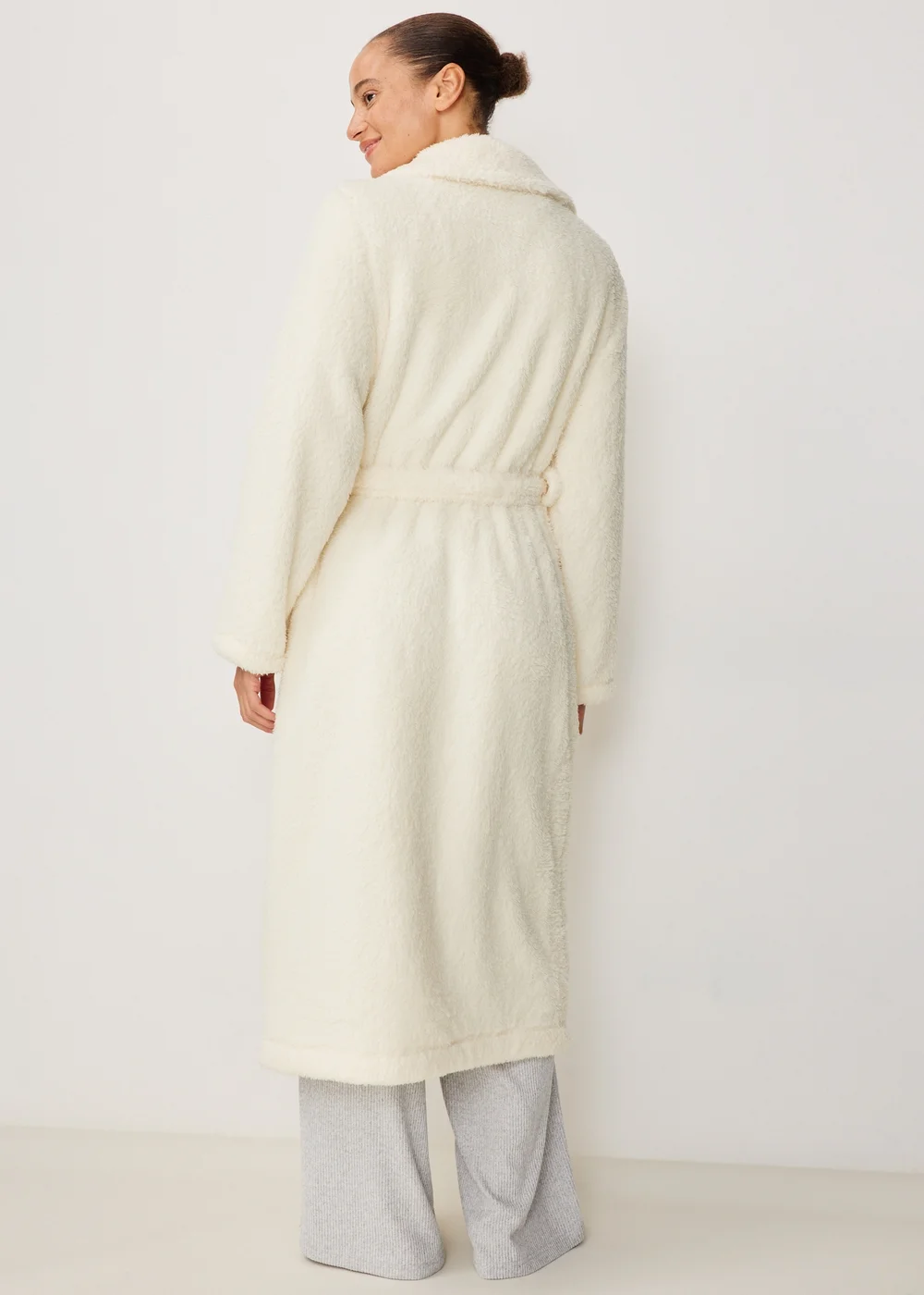 Cream Borg Dressing Gown - XS Image 2