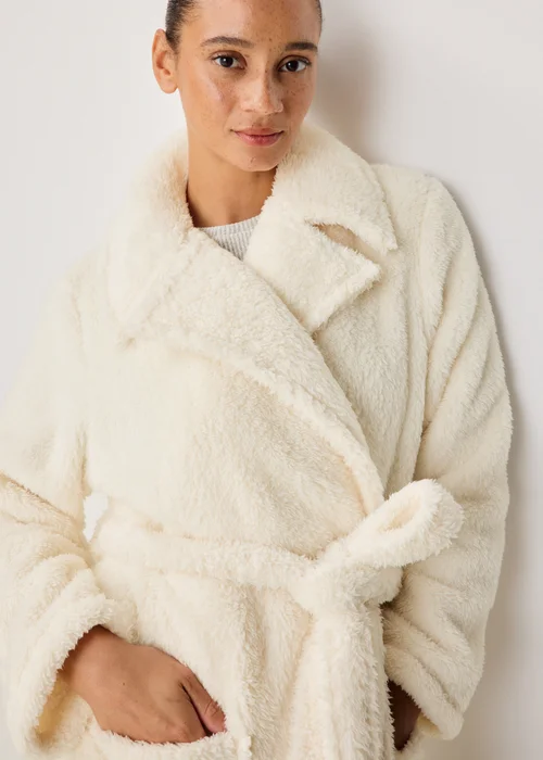 Cream Borg Dressing Gown - XS Image 3