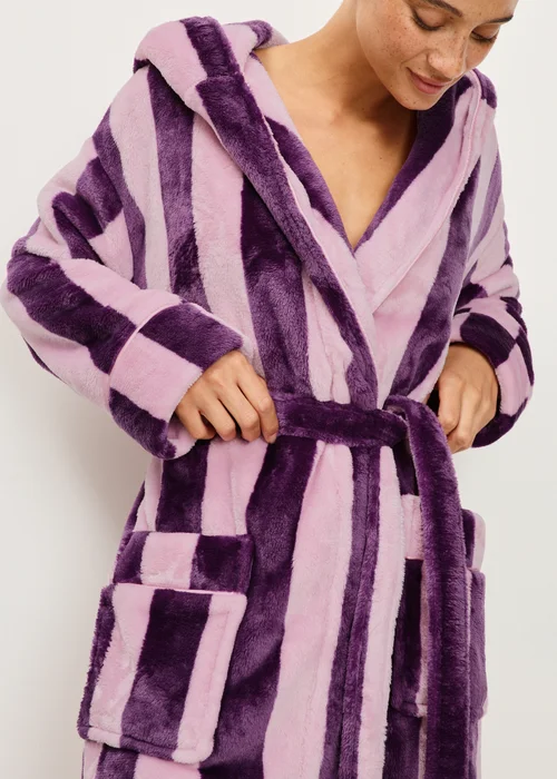 Burgundy Stripe Dressing Gown - XS Image 3